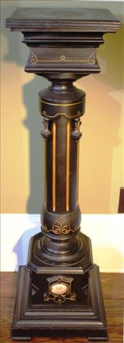 Renaissance ebonized pedestal with Sevres plaque (1 of 4)