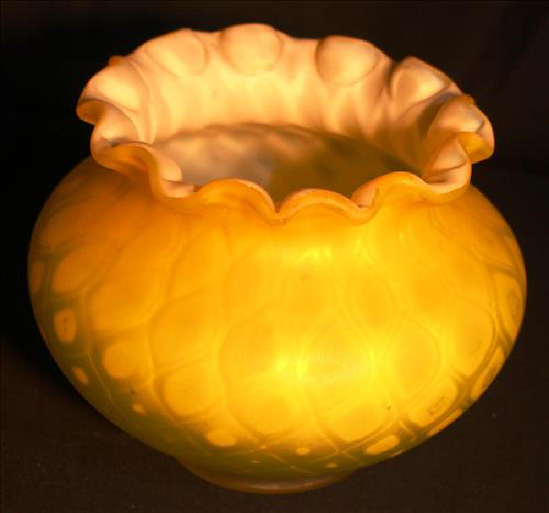 Victorian yellow cased glass  bowl with fluted top (1 of 2)