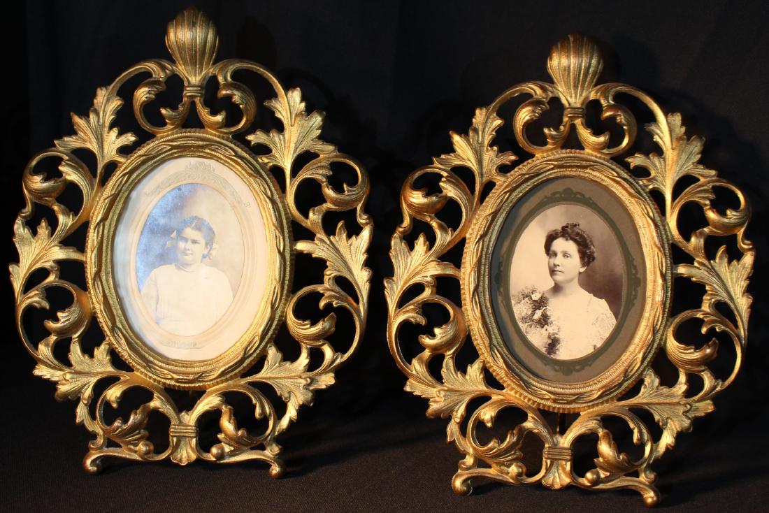 Matched pair gold gilt brass frames, 10 in. T, 9 in. W (1 of 2)