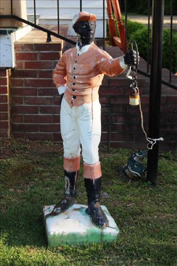 Concrete lawn jockey, has been electrified, 44 in. T. Apr 28, 2018