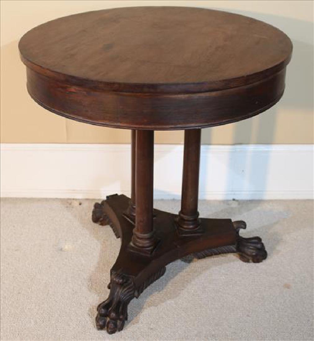 Mahogany Empire round lamp table with claw feet (1 of 3)