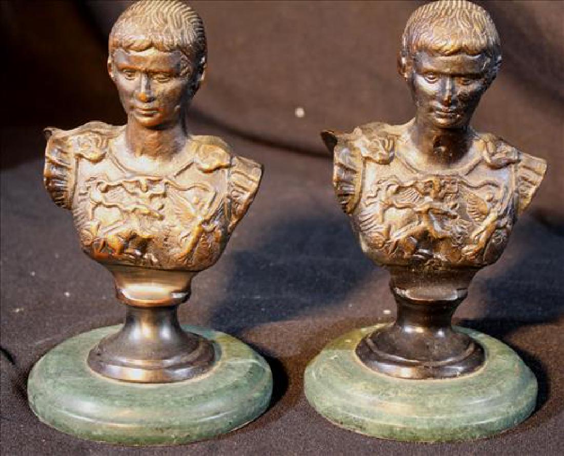 Two small busts of Caesar paper weights w marble base (1 of 2)