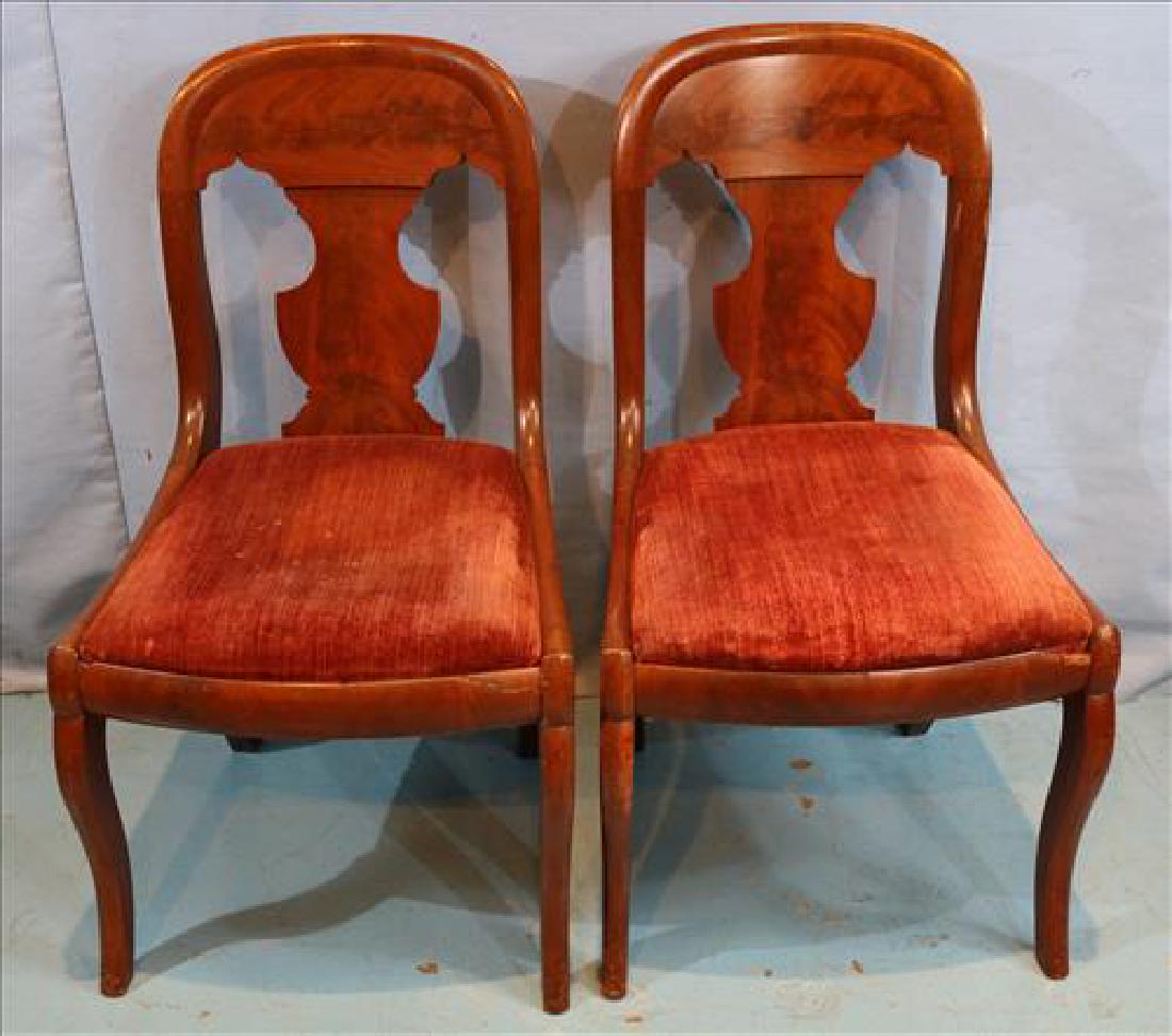 Pair Empire mahogany sabre leg dining chairs (1 of 2)