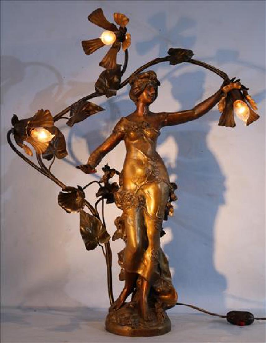 Signed metal art nouveau newel lamp (1 of 4)