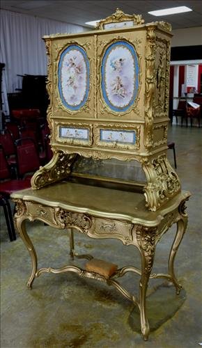 19th Century French writing desk w secretary top (1 of 13)