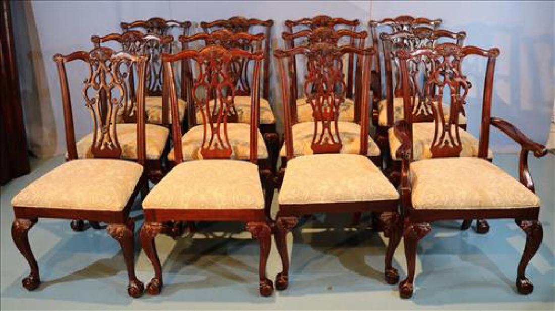 Set of 12 mah. Chippendale dining chairs (1 of 4)