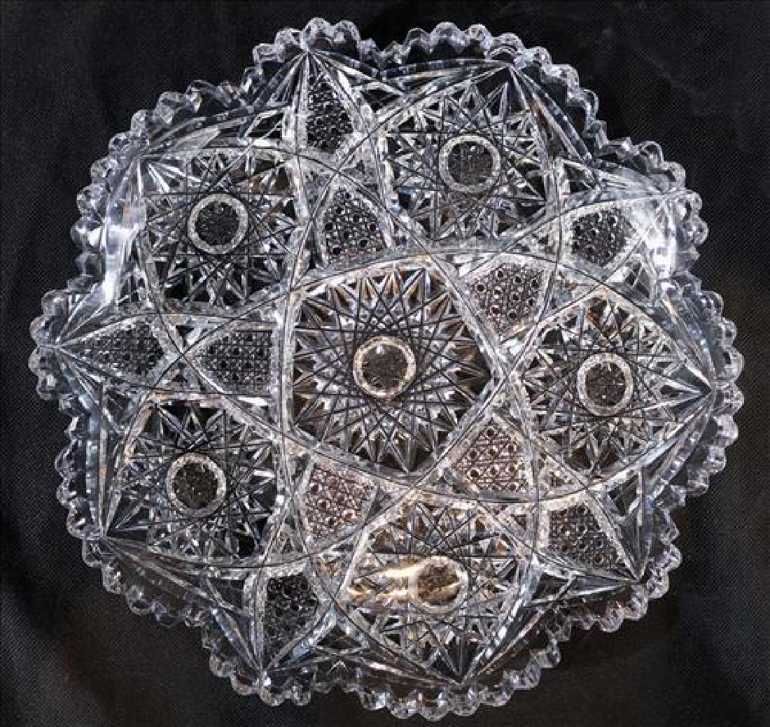 Brilliant cut glass platter, 9 in. Dia. (1 of 2)