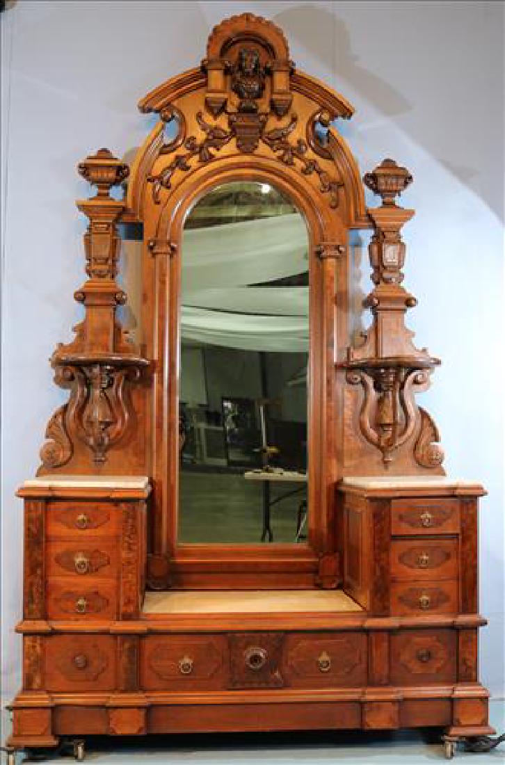 Beautiful walnut Victorian drop center dresser with M/T
