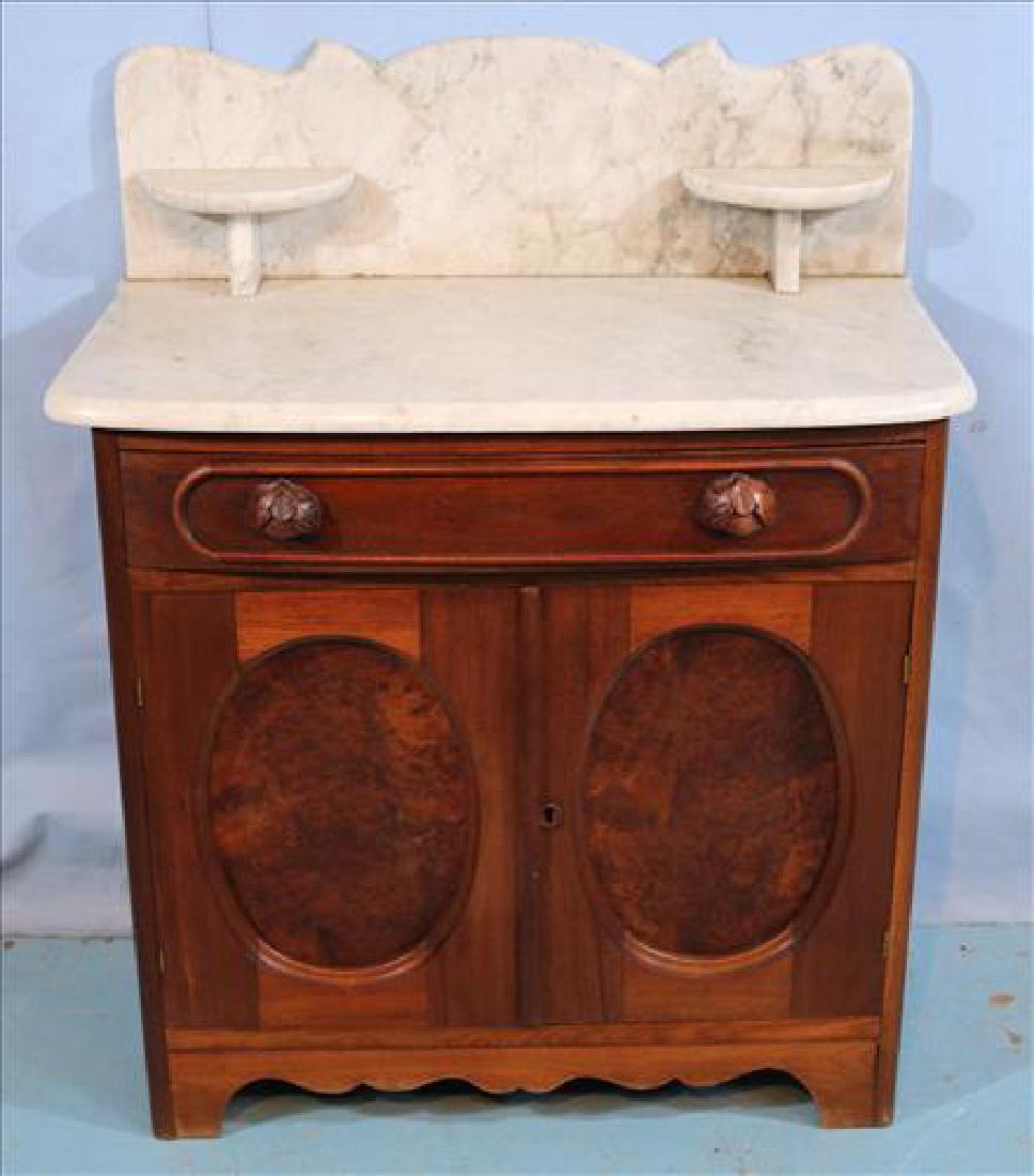 Walnut Victorian wash stand with marble top (1 of 4)