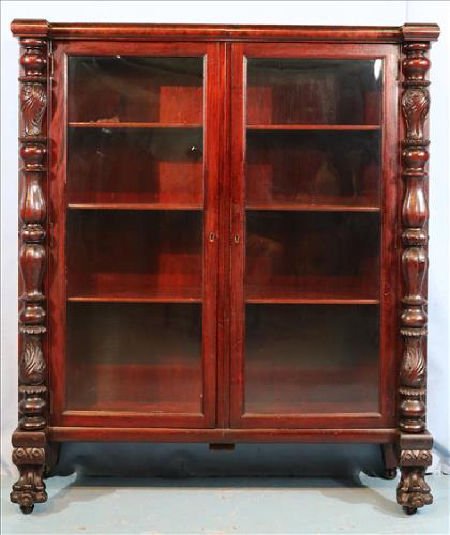 Mahogany 2 door bookcase with column front (1 of 4)