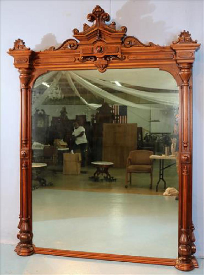 Victorian over the mantle mirror with carved crown (1 of 7)
