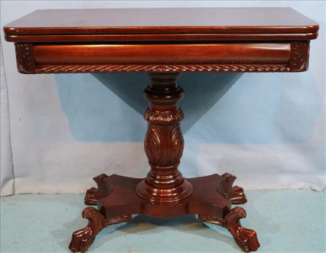 Federal mahogany game table with acanthus base (1 of 3)