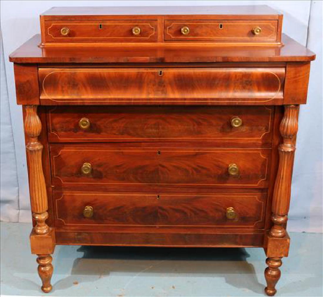 Mahogany Empire column front 6 drawer chest (1 of 3)