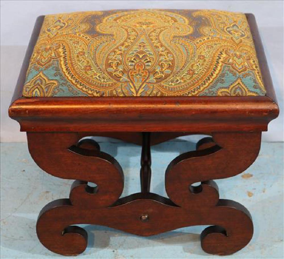 Mahogany Empire foot stool with paisley upholstery (1 of 3)
