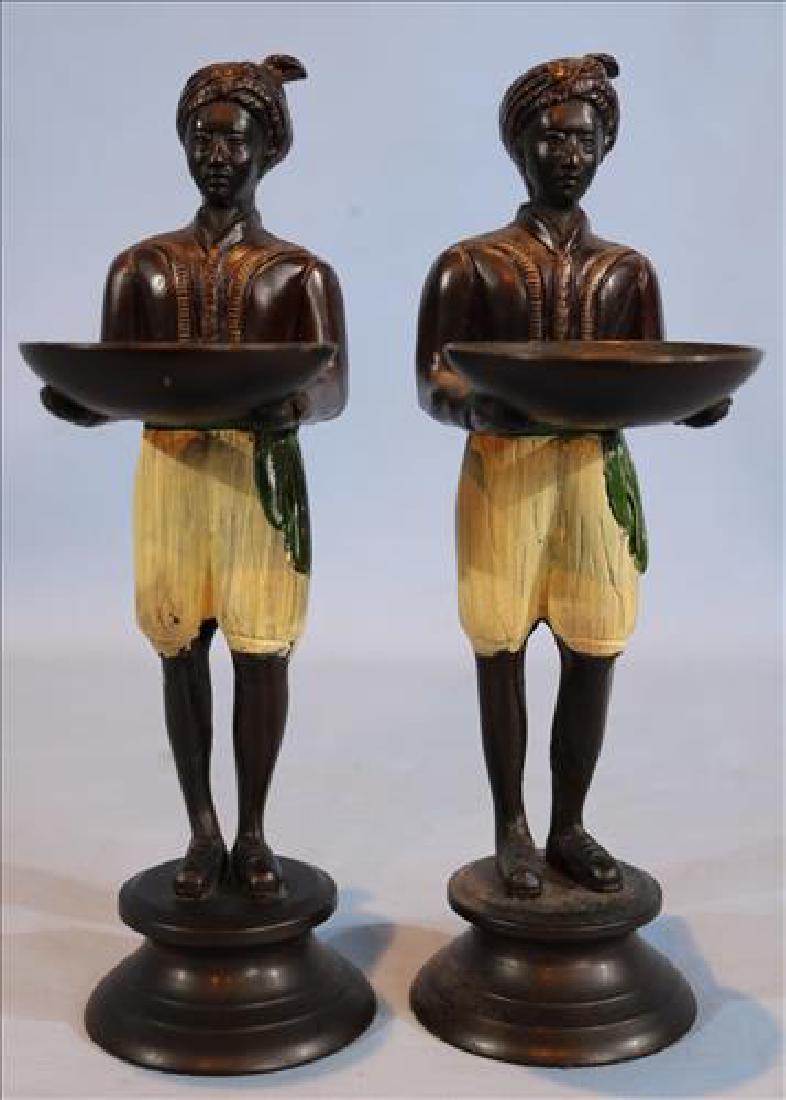Pair small metal blackamoor incense burners, 11 in. T. (1 of 1)