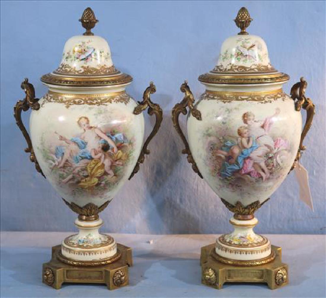 Pair of fine 19th Century scenic Sevres urns, 16 in. T. (1 of 6)