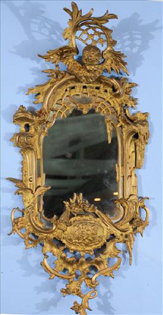Bronze rococo hanging mirror with cherubs (1 of 3)