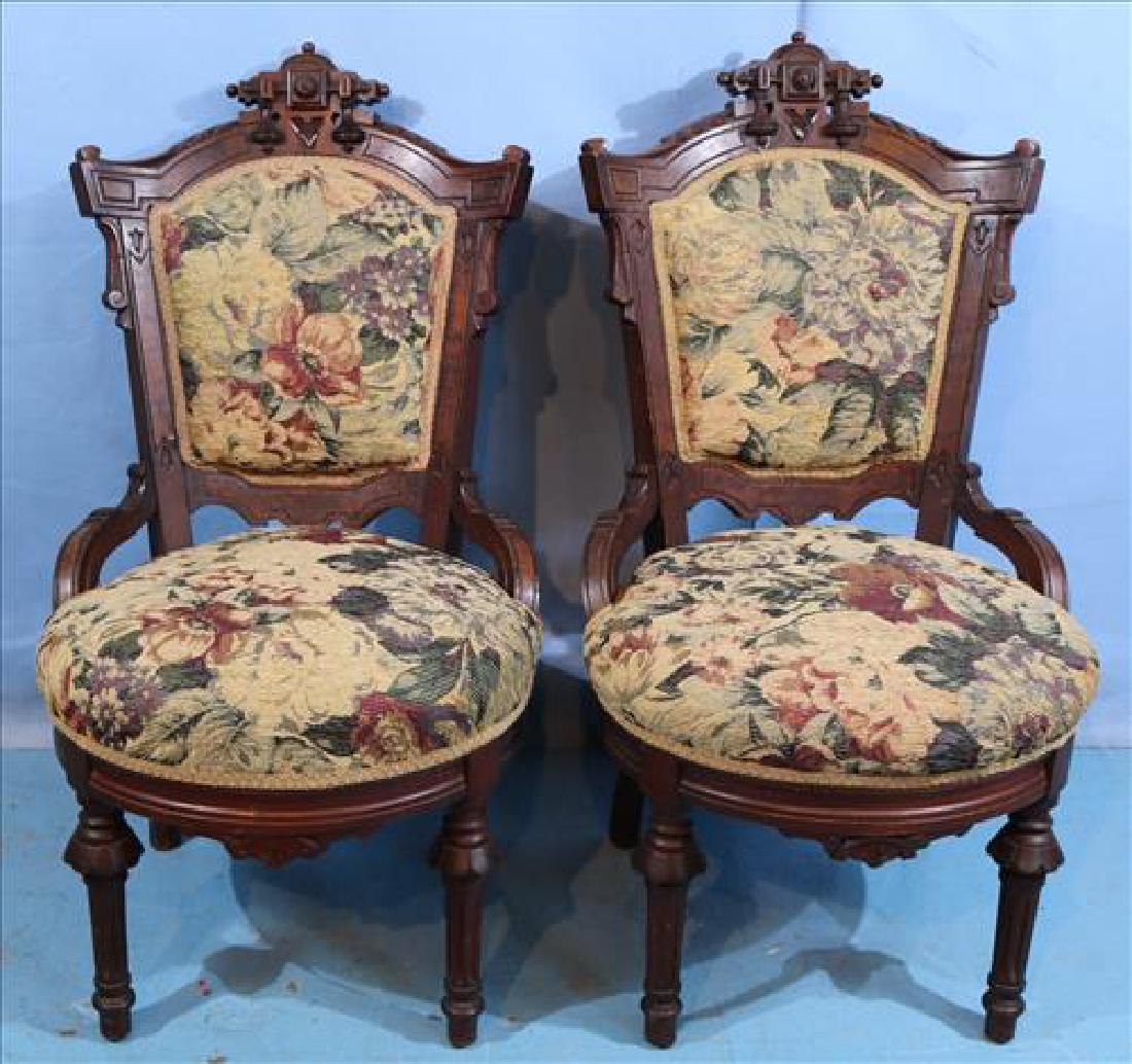 Pair walnut late Victorian arm chair (1 of 4)