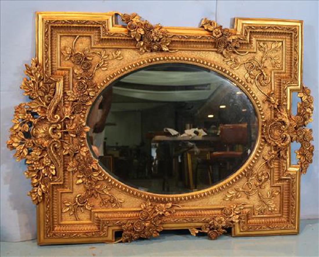Gold gilded contemporary hanging mirror (1 of 2)