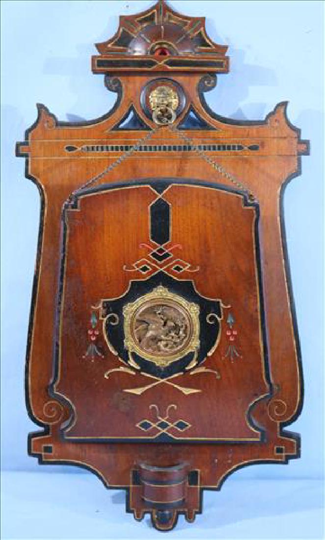 Walnut Victorian wall pocket, 25 in. T, 13 in. W. (1 of 4)