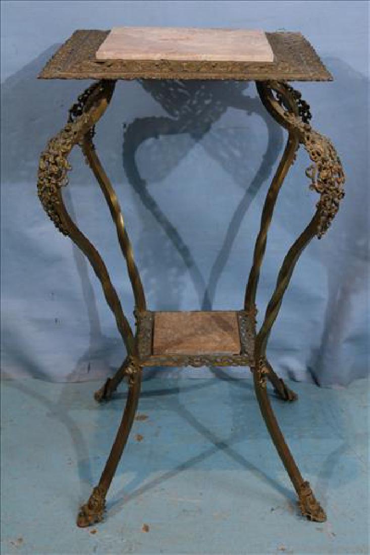 Victorian brass fern stand with marble inserts (1 of 4)