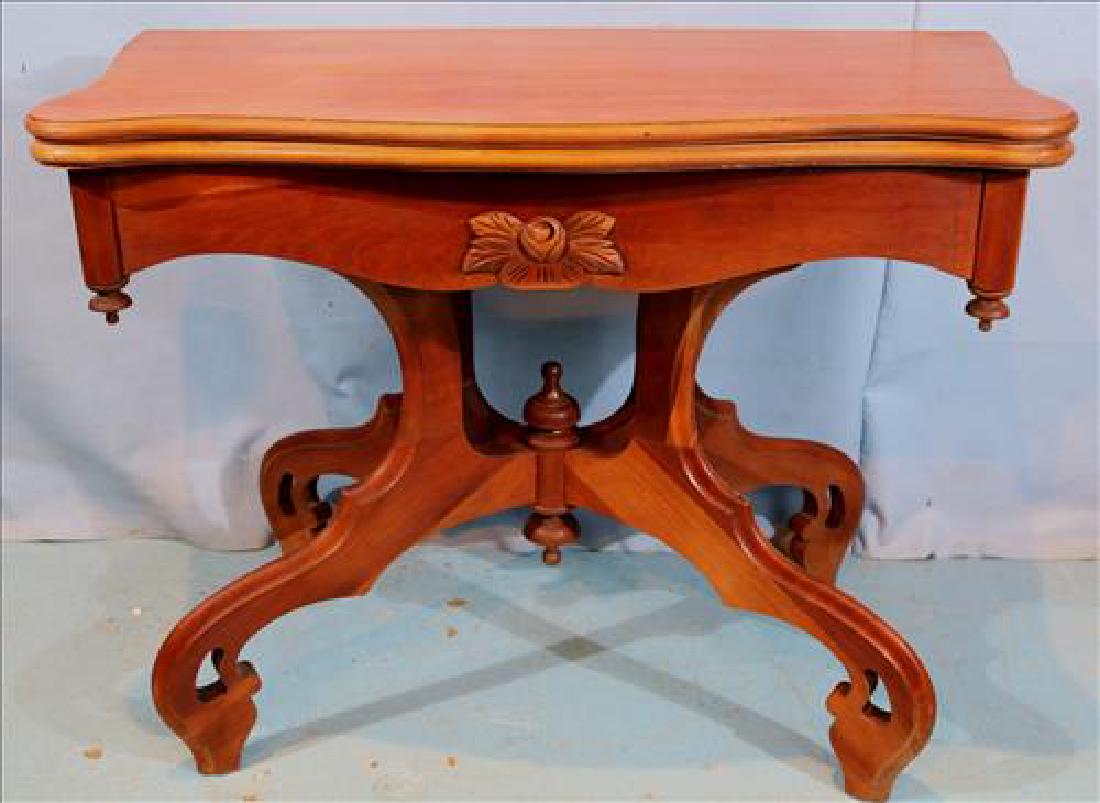 Walnut Victorian game table (1 of 4)