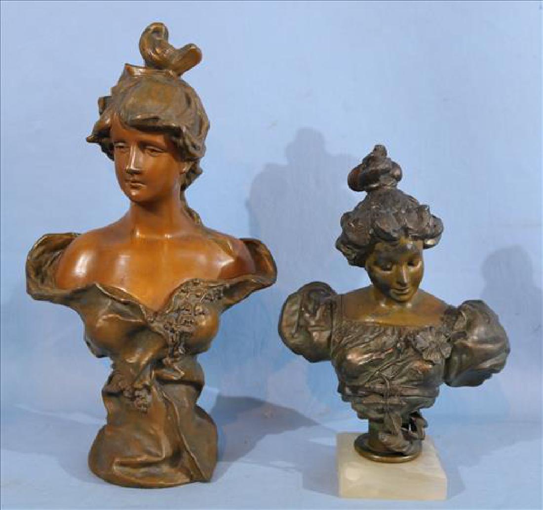 2 Art Nouveau bust, one with marble base (1 of 3)