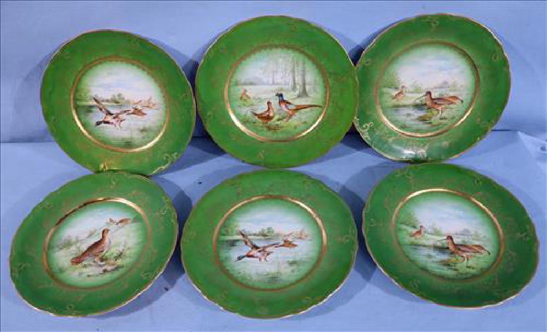 6 green game plates of pheasants, Stinthal China, 9 in. (1 of 3)