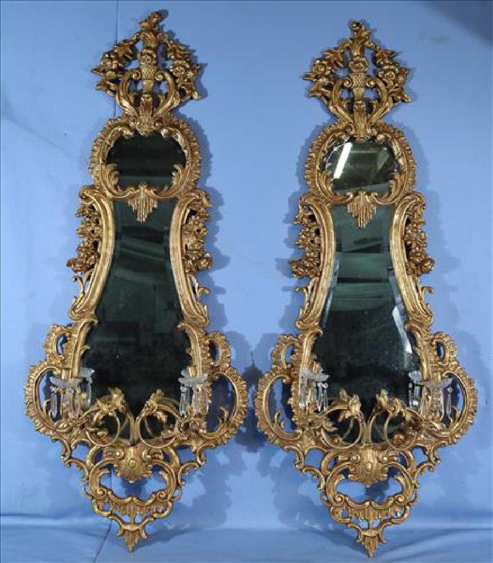 Pair of decorative mirrors with candle holders, 62 in. (1 of 5)