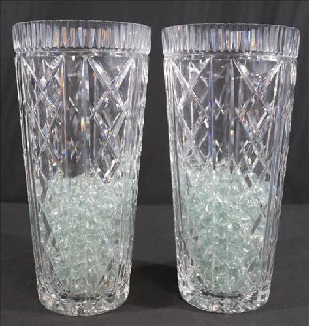 Pair of tall crystal vases by Waterford