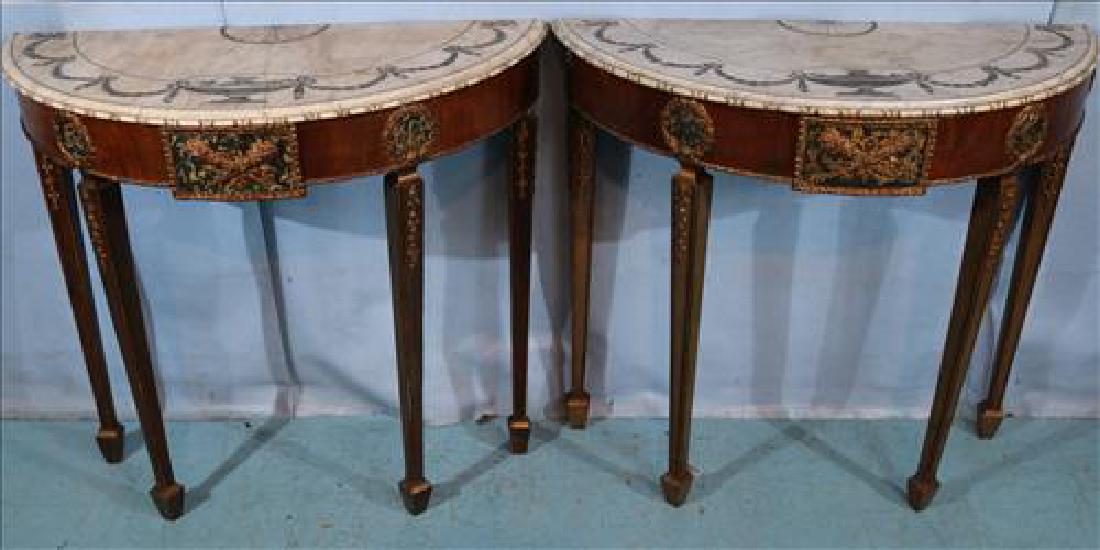 Pair of French marble top console tables (1 of 5)
