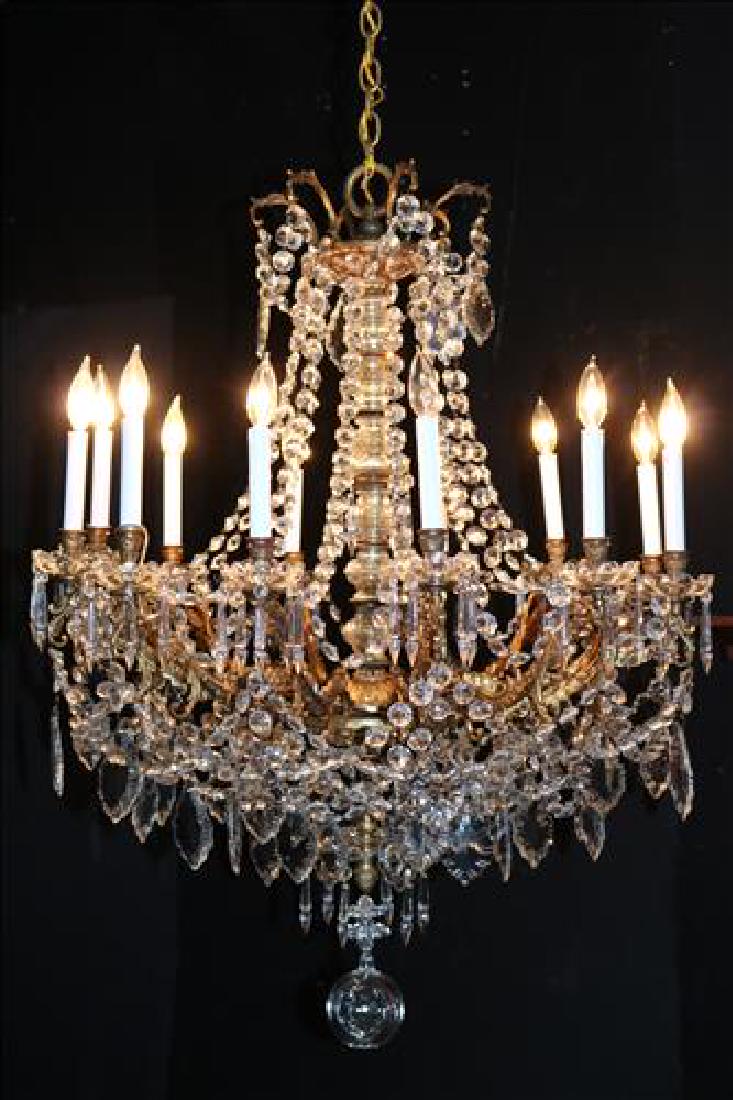 Magnificent bronze and crystal 12 arm chandelier (1 of 7)