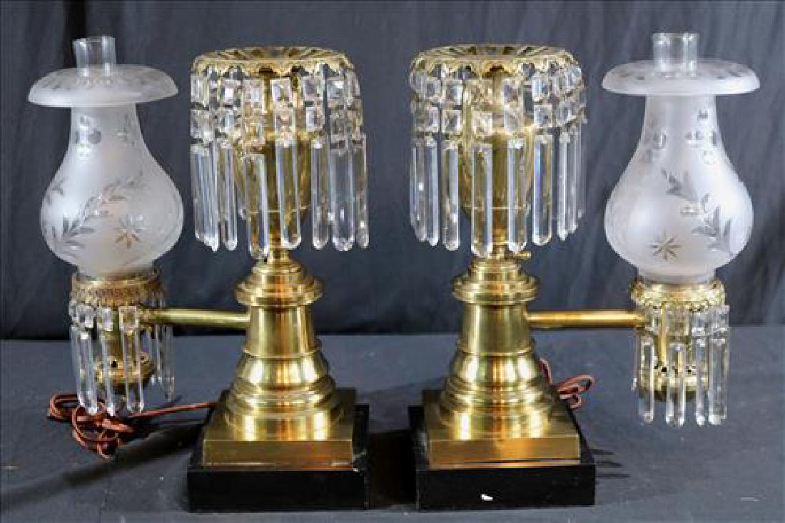 Pair single arm argand lamps, 15 in. T. (1 of 5)