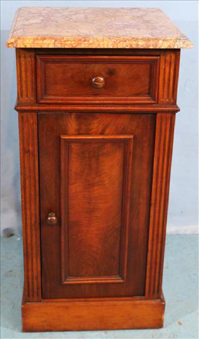Walnut Victorian marble top half commode (1 of 3)