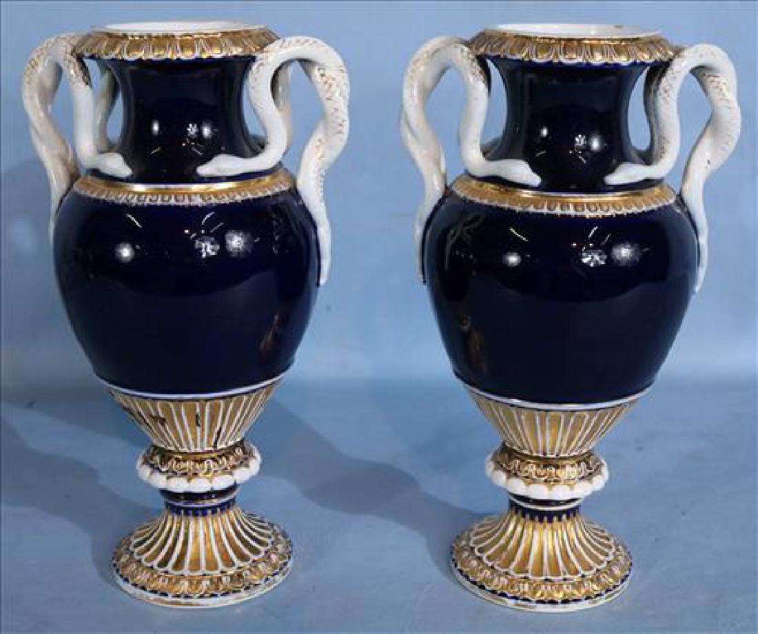 Contemporary pair blue and gold porcelain vases (1 of 3)