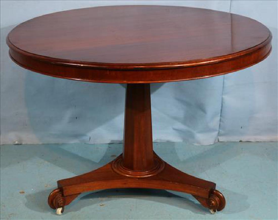 Round mahogany Empire center table, 40 in. R. (1 of 3)