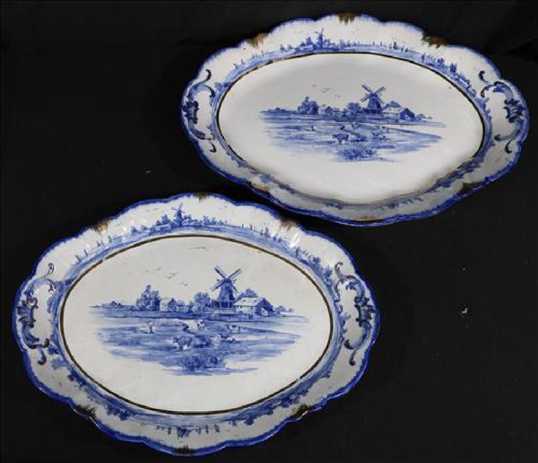 Pair of Royal Dalton flow blue platters, 16 in. D. (1 of 4)