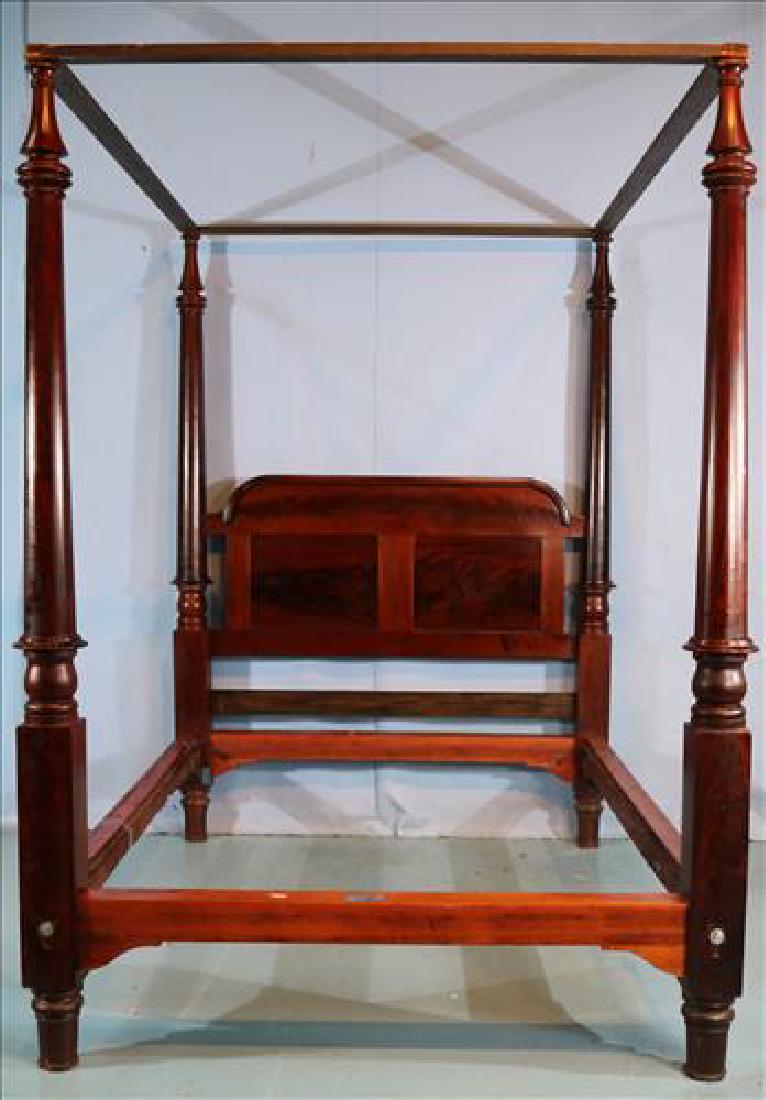 Mahogany Empire early 4 poster bed: Mahogany Empire early 4 poster plantation bed, 83 in. T, 58 in. W, 77 in. L.