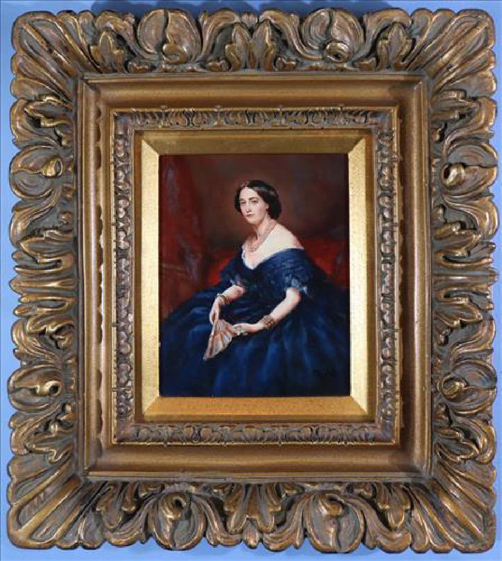 Oil on canvas in deep shadow box of lady (1 of 3)