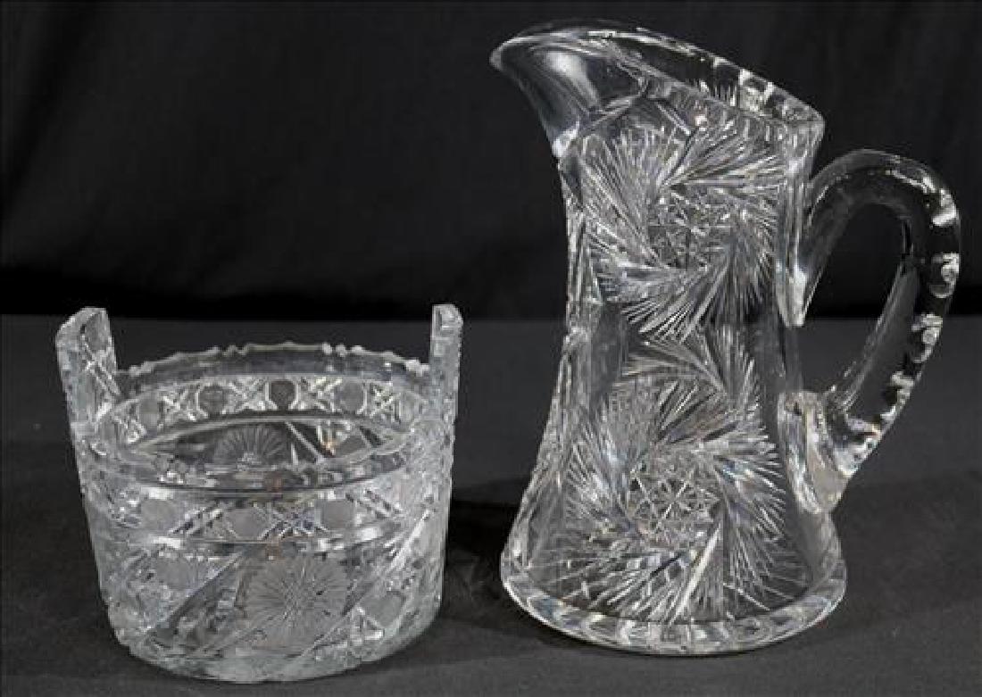 2 pieces of cut glass, pitcher and ice bucket, 10 in. (1 of 3)