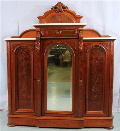 Walnut Victorian parlor cabinet with marble top (1 of 5)