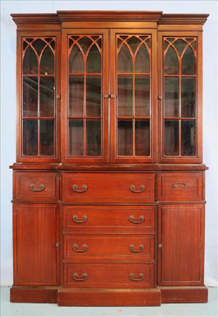 Mahogany Duncan Phyfe breakfront secretary: Mahogany Duncan Phyfe breakfront with butlers secretary, 77 in T, 54 in. W, 16 in. D.
