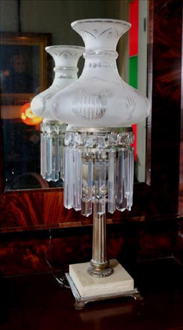 Early bronze and marble astral lamp with etched globe (1 of 4)