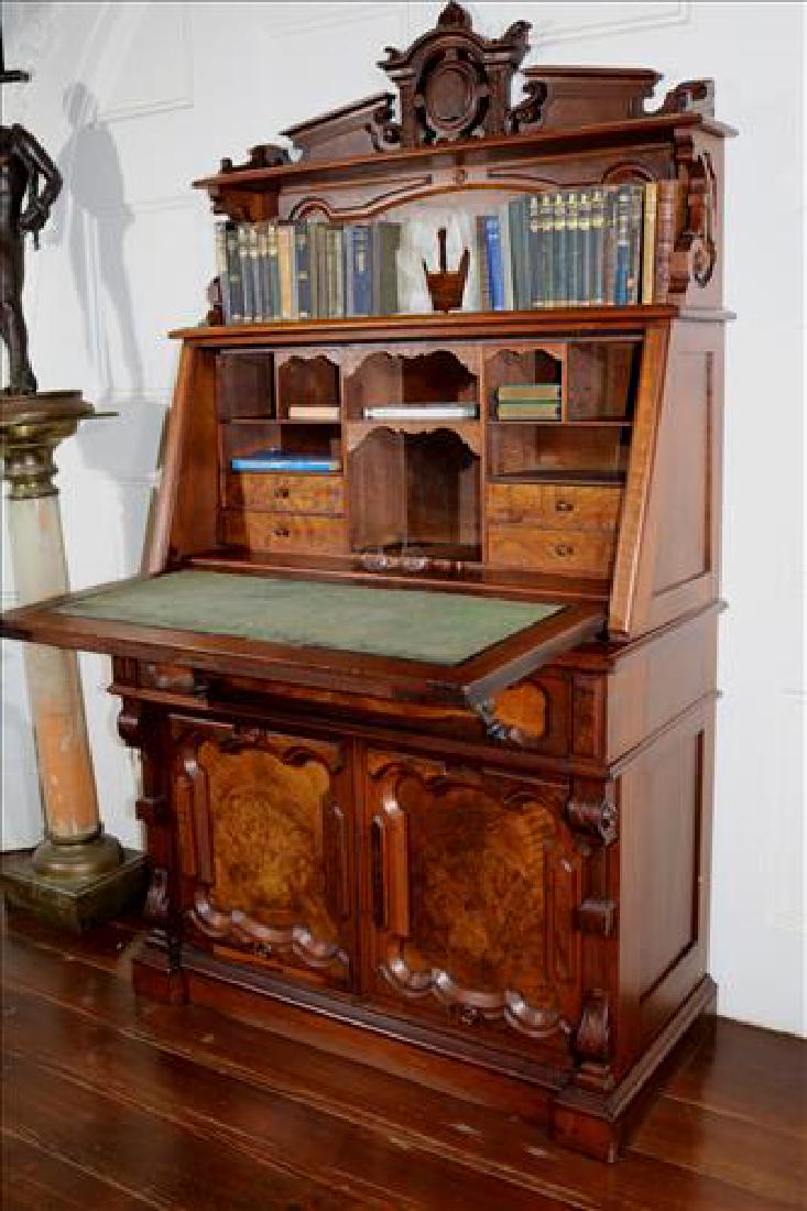 Walnut Victorian secretary desk w slant front
