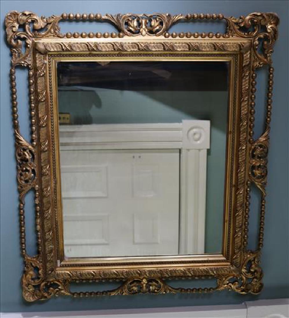 Early gold gilded Victorian hanging wall mirror, 30 x (1 of 3)