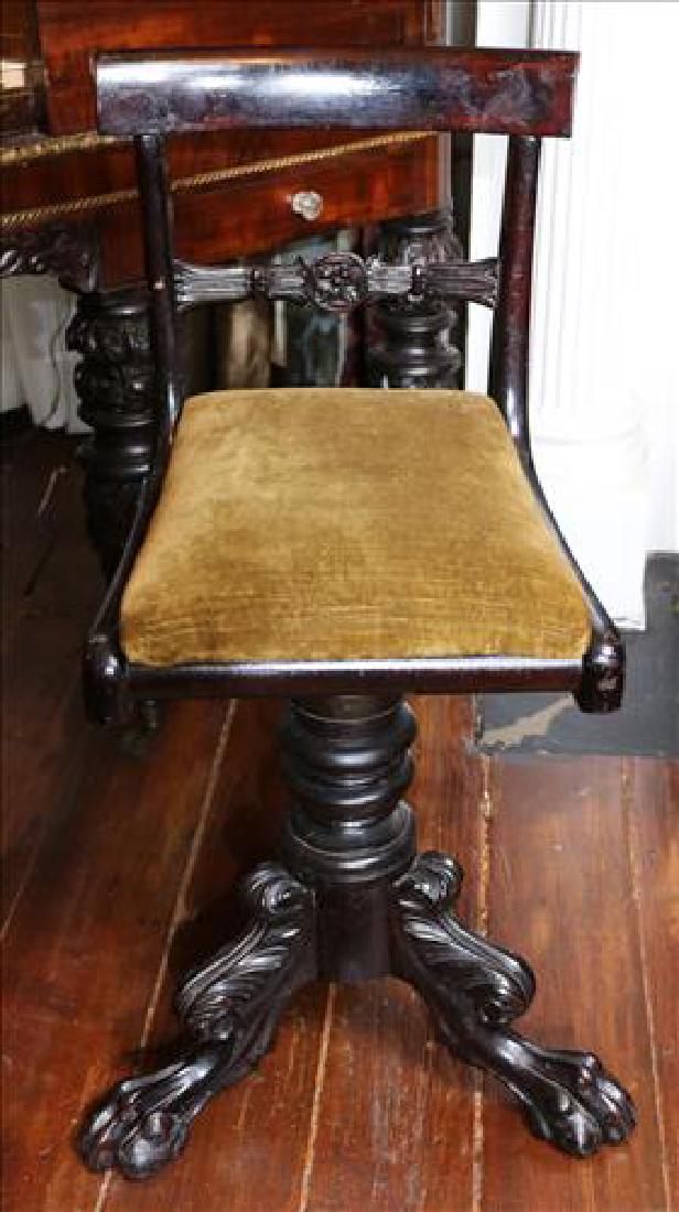 Federal piano stool with carved base and claw feet (1 of 3)