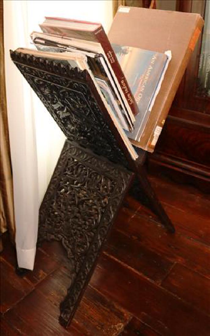 Antique book stand, pierce carved, 36 in. T. (1 of 4)