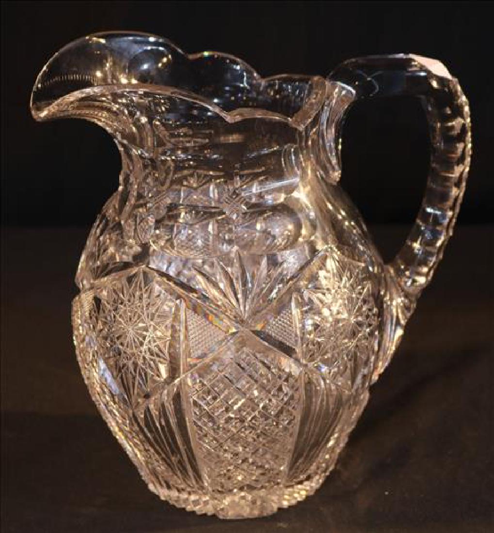 Brilliant cut glass pitcher signed Libby, 9 in. T, 8 (1 of 4)