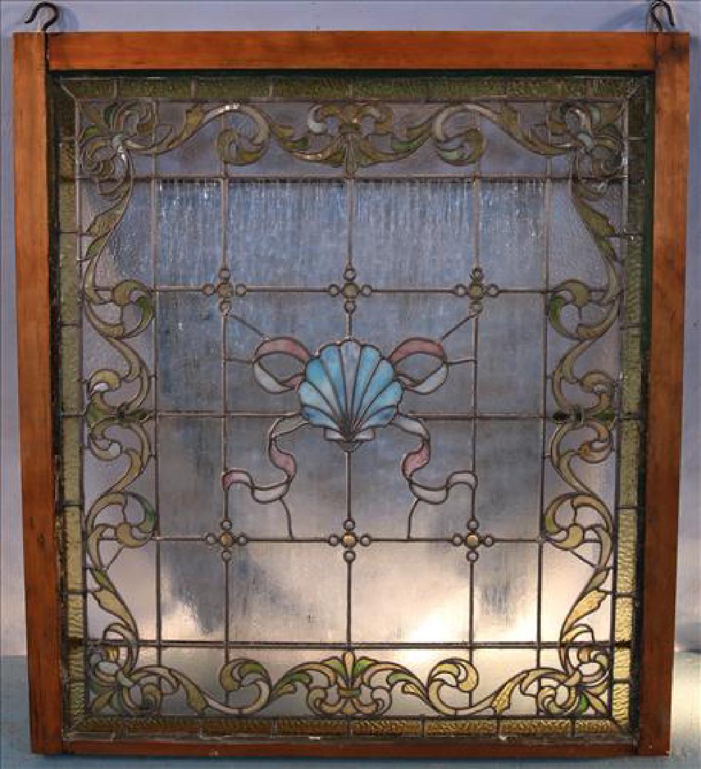 Very old leaded stain glass window, 40 in. T, 36 in. W. (1 of 4)