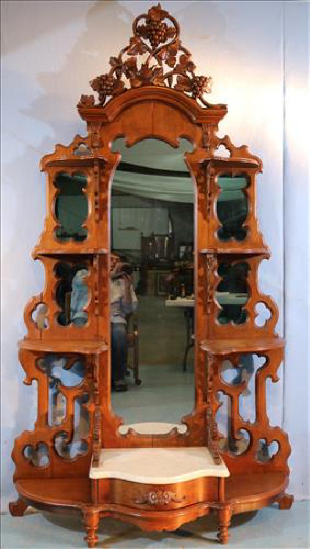 Walnut Victorian etagere with mirrors and base (1 of 5)